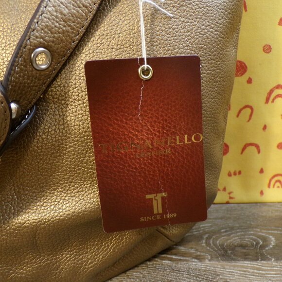TIGNANELLO NWT Women's Leather Brass Pebble Large Bucket Style Purse - Picture 8 of 14